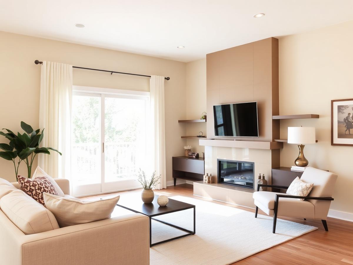 Freshly painted modern living room interior in Calgary